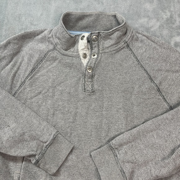 Tommy Bahama Sweatshirt Mens Medium Gray Long Sleeve Metal 1/4 Snap Pullover - Picture 6 of 7